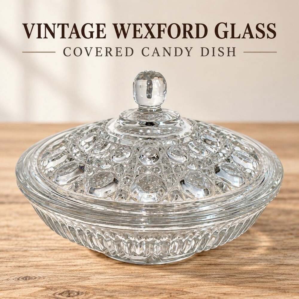 Vintage Anchor Hocking Wexford Clear Glass Covered Candy Dish Bowl 9 Inch